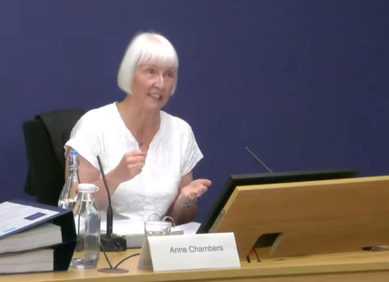 Anne Chambers giving evidence at the Post Office Horizon IT Inquiry on 2 May
